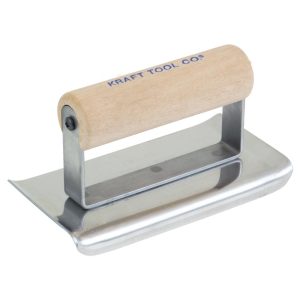 Kraft Tool Co 6 In. x 3 In. 1/4 In. R Stainless Steel Cement Edger with Wood Handle